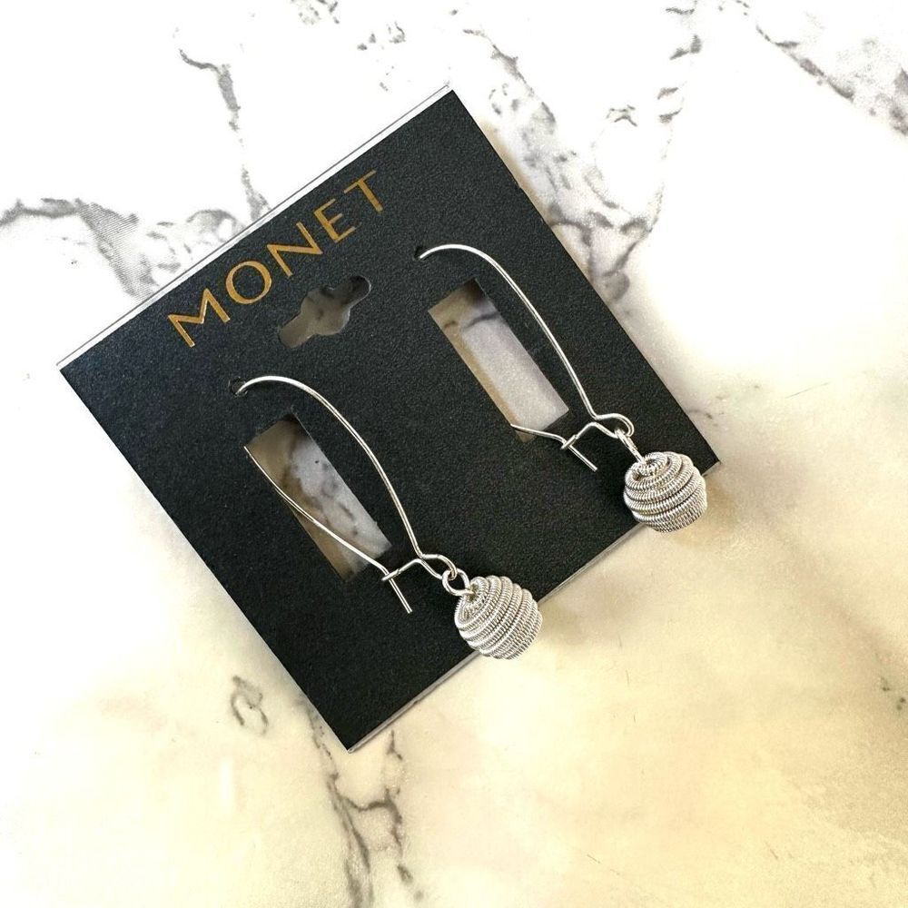Monet silver tone ball earrings